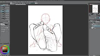 speed drawing - kairi footjob with dildo