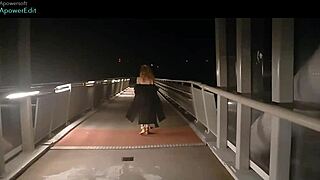 Justinn251 Strolls Nude In Fishnets During Night Walk