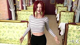 he licks his girlfriend's pussy on the train.