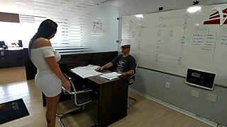 Anal creampie sex with milf in engineering office