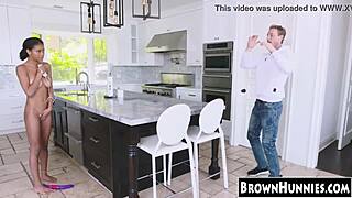Yo, this petite ebony teen got slammed hard in the kitchen today!