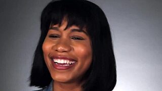 Hey, black goddess Jenna Foxx plays with her trimmed pussy solo