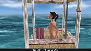 Cute Girl Poses Sexily On Beach Shower