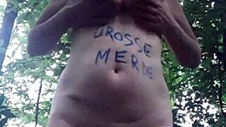 Female slave explores outdoor BDSM in forest