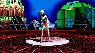 Beautiful anime girl dances and sings in cute outfit.