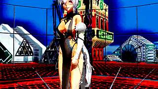 Beautiful anime girl dances and sings in cute outfit.