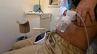 Dayanara suggestively pumps milk from her ample tits in fetish scene