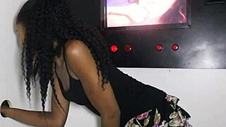 Look! Petite Ebony Hottie Blows Strangers in Glory Hole!