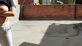 sammy owens enjoys sunbathing with her big tits and shaved pussy