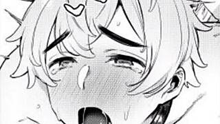 Amateur moans loudly during bisexual masturbation session with lube, reaching intense orgasm and cum.