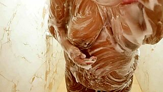 indian hyderabad aunty taking shower in bathroom