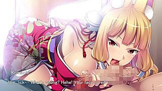 oh yeah, fox girl gives morning blowjob in hentai game!
