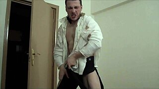 waiter hulk indulges in muscular masturbation as a sexy gay bodybuilder