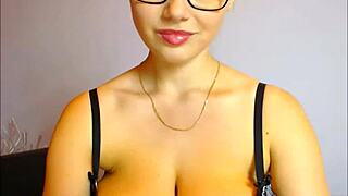 Blonde kattelovely1 shows big tits on webcam in bold action