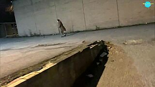 street girl pushes items into her pussy while running outdoors