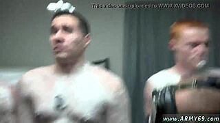 Naked Soldier Endures Gay Army Hazing Shower Fuck