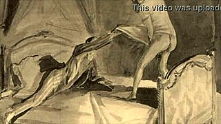 vintage erotic illustration from retro anime cartoon