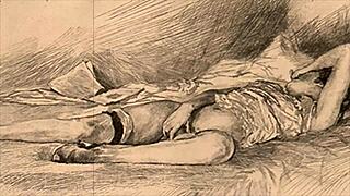 Vintage erotic sketches with a seductive retro charm