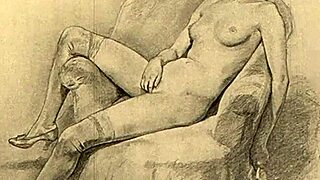 Vintage erotic sketches with a seductive retro charm