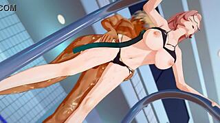 Tsukishiro Yanagi bent over in intense doggystyle hentai scene