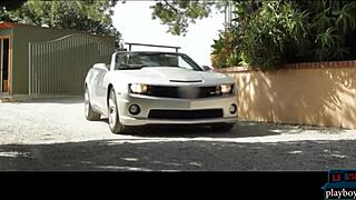 american lesbian babes finger each other on the corvette hood, mixing oral and masturbation