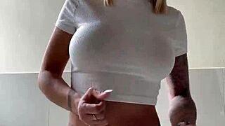 European Blonde Amateur Anal Assfucking Cum on Tits at Home