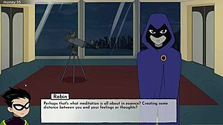 18titans part 4 - raven masturbating in cartoon game