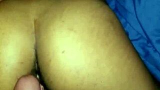 hands tied with dirty panties, her ebony pussy drips uncontrollably as tension builds in close-up view.