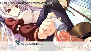 Momoiro Seiheki Sengen features some intense femdom footjob action in this hentai.