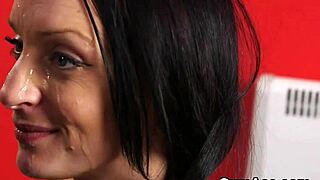 FEISTY IDOL GETS CUM LOAD ON HER FACE SUCKING ALL THE JIZZ!