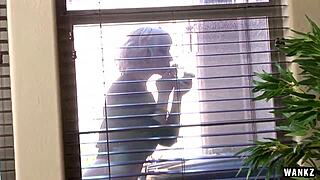 Blonde teen feels excitement getting caught smoking and receiving blowjob