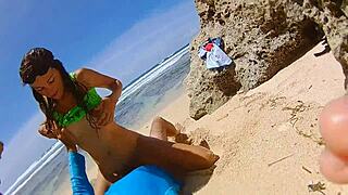 on a paradise beach, amateurs engage in passionate sex leading to orgasm and screaming