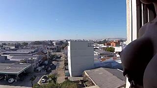 Sarada feels exposed naked at hotel window