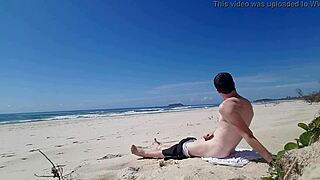this beach jerk off is so exciting in public, guys love it
