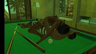 Anime Characters Playing Pool On The Desk Table In Cartoon Style