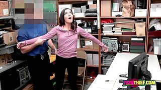 Wow, Emily takes that officer's cock after getting caught stealing!