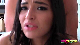 Wow, Emily takes that officer's cock after getting caught stealing!