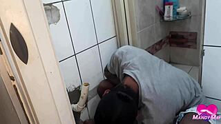 exploring new sensations with a large partner in a private moment, stretching gently and filling completely