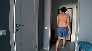 Attractive Russian Neighbor Invites Shower Play with Brunette Teen