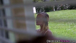 Kinky teen getting rough fucked while rubbing 😈