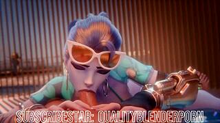 Widow Gags on Cock at Sandy Beach Scene