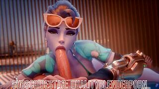 Widow Gags on Cock at Sandy Beach Scene