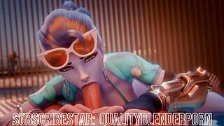 Widow Gags on Cock at Sandy Beach Scene