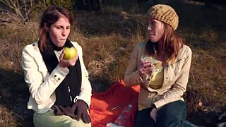 skinny petite lesbian girls get wild outdoors with intense action.