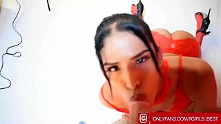 Teen shemale with huge cock sucks and pounds white guy hard