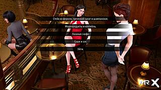 In this hentai game, she swallows cock well in episode 43