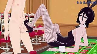 Rukia kuchiki and yoruichi shi in bunny girl sex scene