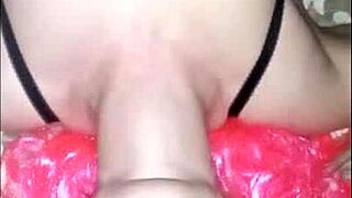 Pink-haired beauty swallows cum in deepthroat blowjob