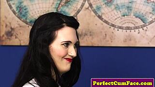 Classy Lingeried Beauty Gets Facialized with Massive Jizz Load