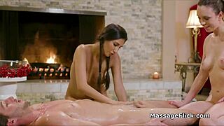 Watch jade and gianna share that oily cock!